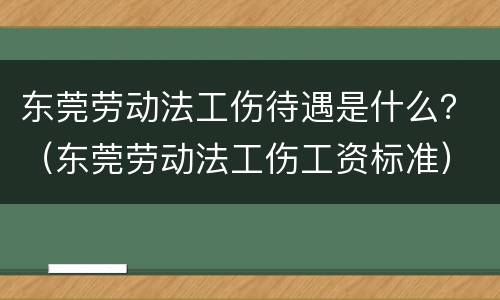 东莞劳动法工伤待遇是什么？（东莞劳动法工伤工资标准）