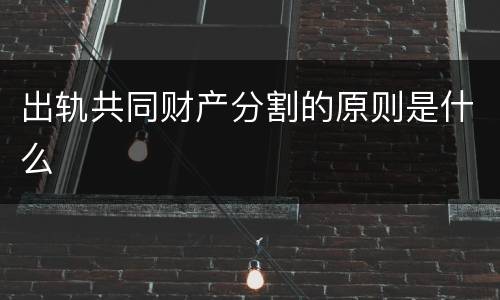 出轨共同财产分割的原则是什么