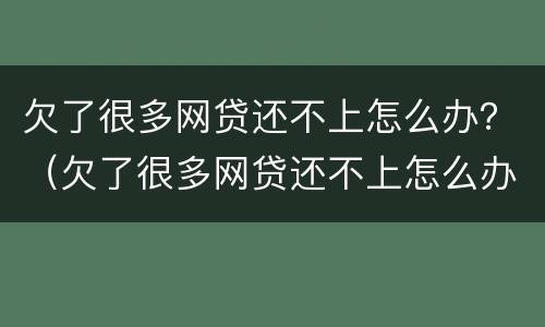 欠了很多网贷还不上怎么办？（欠了很多网贷还不上怎么办）