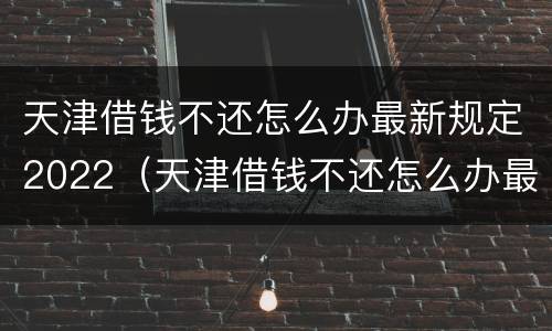 天津借钱不还怎么办最新规定2022（天津借钱不还怎么办最新规定2022年8月）