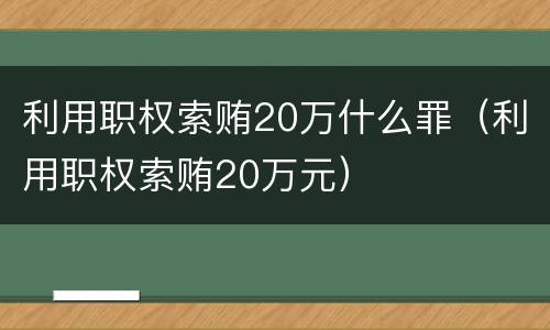 利用职权索贿20万什么罪（利用职权索贿20万元）