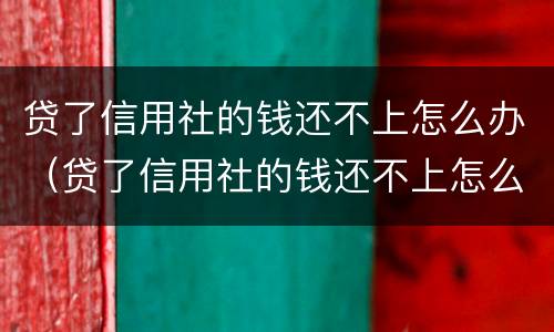 贷了信用社的钱还不上怎么办（贷了信用社的钱还不上怎么办呢）
