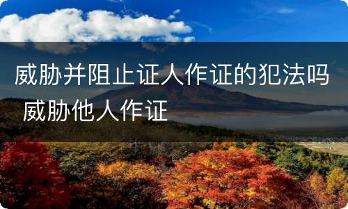 威胁并阻止证人作证的犯法吗 威胁他人作证