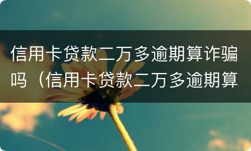 信用卡贷款二万多逾期算诈骗吗（信用卡贷款二万多逾期算诈骗吗怎么办）