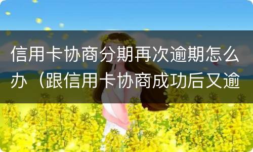 信用卡协商分期再次逾期怎么办（跟信用卡协商成功后又逾期了）