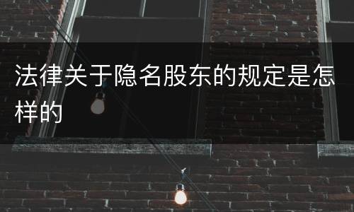 法律关于隐名股东的规定是怎样的