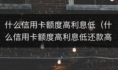 什么信用卡额度高利息低（什么信用卡额度高利息低还款高）
