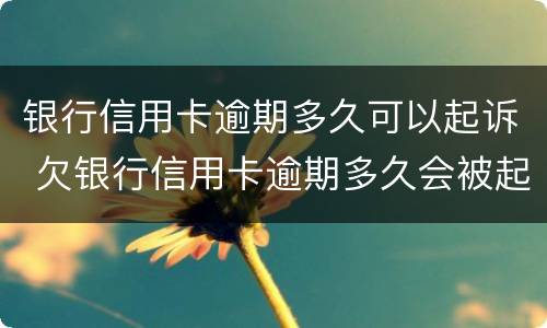 银行信用卡逾期多久可以起诉 欠银行信用卡逾期多久会被起诉