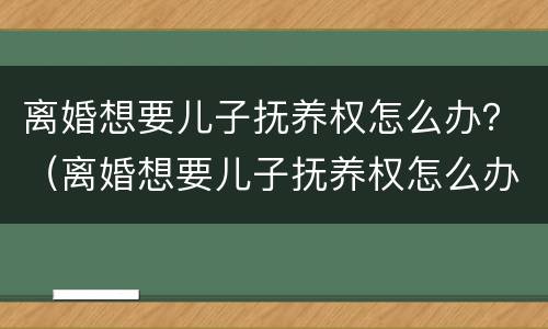 离婚想要儿子抚养权怎么办？（离婚想要儿子抚养权怎么办理）