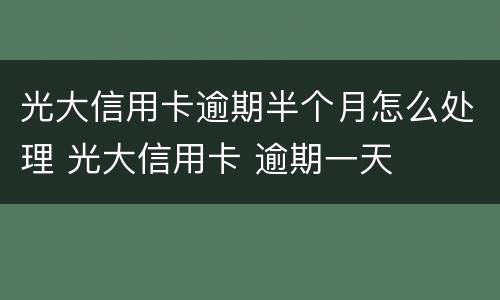 光大信用卡逾期半个月怎么处理 光大信用卡 逾期一天