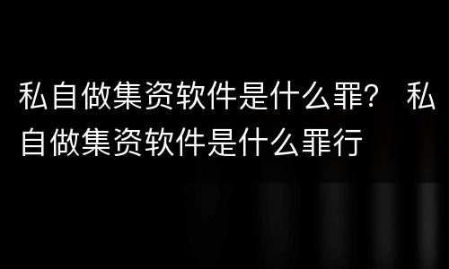 私自做集资软件是什么罪？ 私自做集资软件是什么罪行