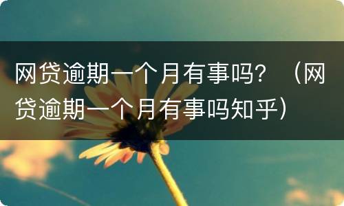网贷逾期一个月有事吗？（网贷逾期一个月有事吗知乎）