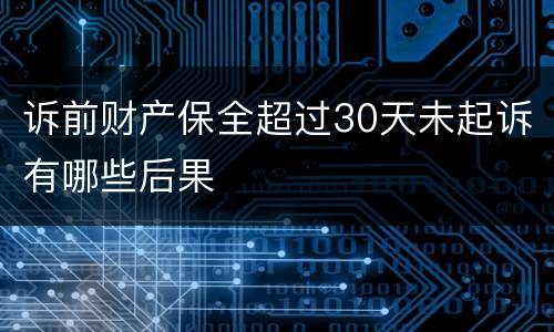 诉前财产保全超过30天未起诉有哪些后果