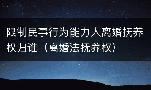 限制民事行为能力人离婚抚养权归谁（离婚法抚养权）