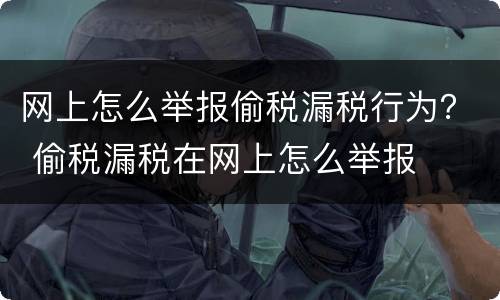 网上怎么举报偷税漏税行为？ 偷税漏税在网上怎么举报