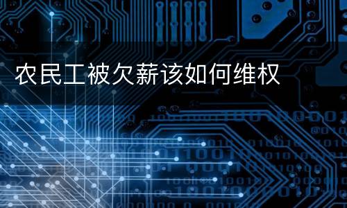 农民工被欠薪该如何维权