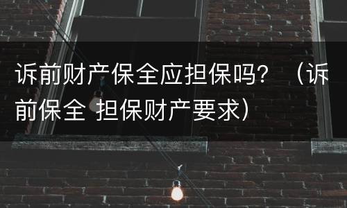 诉前财产保全应担保吗？（诉前保全 担保财产要求）