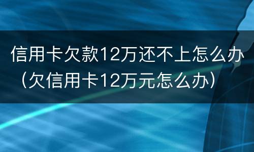 信用卡欠款12万还不上怎么办（欠信用卡12万元怎么办）