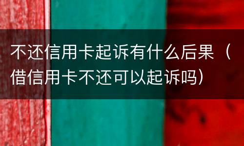 不还信用卡起诉有什么后果（借信用卡不还可以起诉吗）