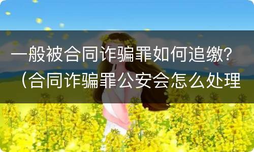 一般被合同诈骗罪如何追缴？（合同诈骗罪公安会怎么处理）
