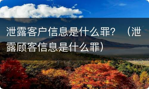 泄露客户信息是什么罪？（泄露顾客信息是什么罪）