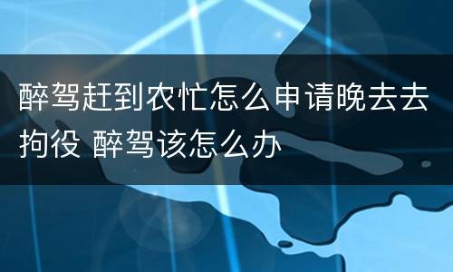 醉驾赶到农忙怎么申请晚去去拘役 醉驾该怎么办