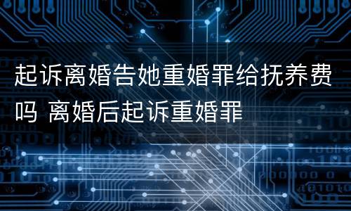 起诉离婚告她重婚罪给抚养费吗 离婚后起诉重婚罪