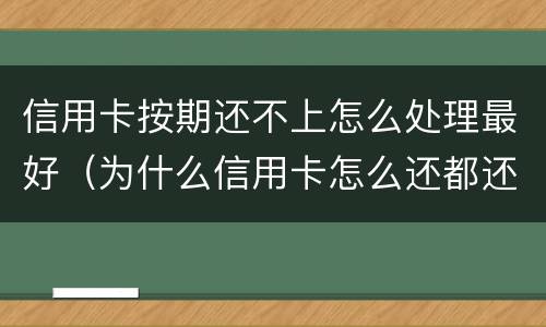 信用卡按期还不上怎么处理最好（为什么信用卡怎么还都还不完）