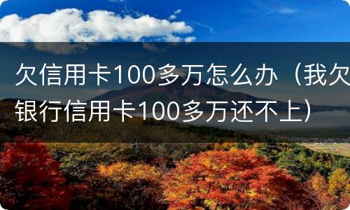 欠信用卡100多万怎么办（我欠银行信用卡100多万还不上）