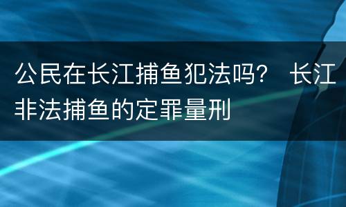 公民在长江捕鱼犯法吗？ 长江非法捕鱼的定罪量刑
