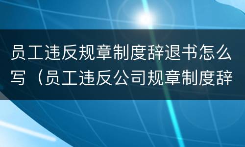员工违反规章制度辞退书怎么写（员工违反公司规章制度辞退流程）