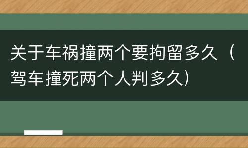 关于车祸撞两个要拘留多久（驾车撞死两个人判多久）