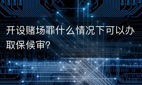 开设赌场罪什么情况下可以办取保候审？
