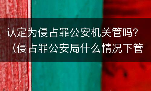 认定为侵占罪公安机关管吗？（侵占罪公安局什么情况下管）