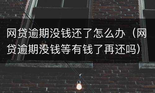 网贷逾期没钱还了怎么办（网贷逾期没钱等有钱了再还吗）