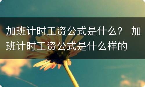 加班计时工资公式是什么？ 加班计时工资公式是什么样的