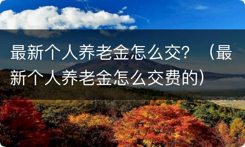 最新个人养老金怎么交？（最新个人养老金怎么交费的）