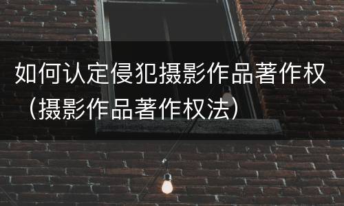 如何认定侵犯摄影作品著作权（摄影作品著作权法）