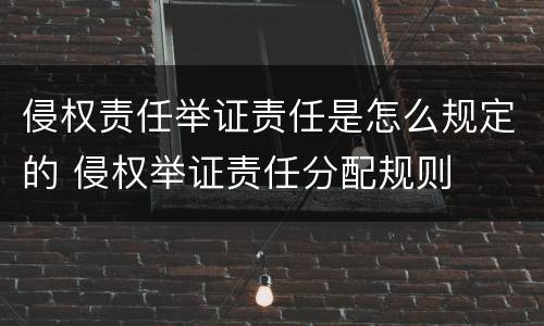 侵权责任举证责任是怎么规定的 侵权举证责任分配规则