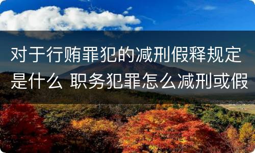 对于行贿罪犯的减刑假释规定是什么 职务犯罪怎么减刑或假释