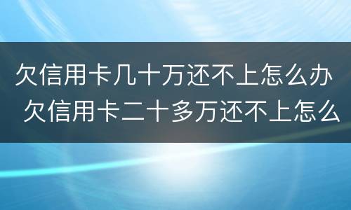 欠信用卡几十万还不上怎么办 欠信用卡二十多万还不上怎么办