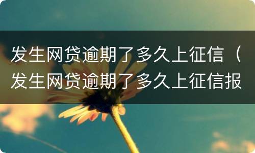发生网贷逾期了多久上征信（发生网贷逾期了多久上征信报告）