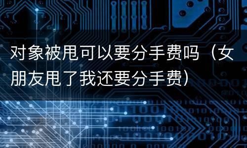 对象被甩可以要分手费吗（女朋友甩了我还要分手费）