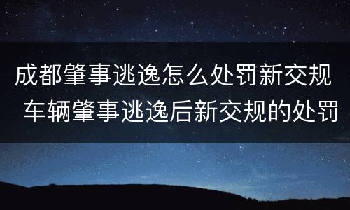 成都肇事逃逸怎么处罚新交规 车辆肇事逃逸后新交规的处罚