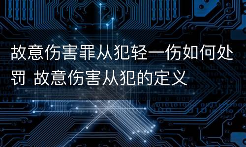 故意伤害罪从犯轻一伤如何处罚 故意伤害从犯的定义