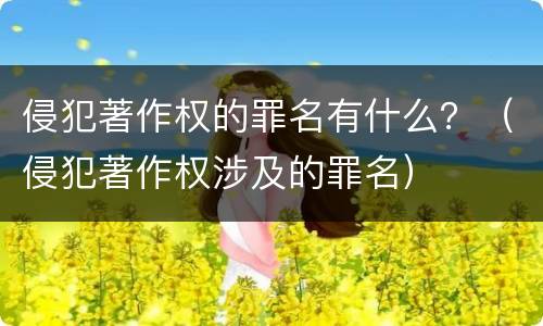 侵犯著作权的罪名有什么？（侵犯著作权涉及的罪名）