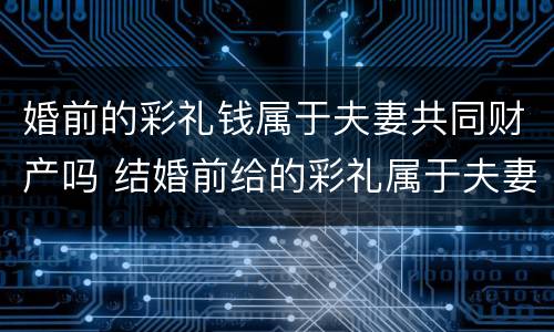 婚前的彩礼钱属于夫妻共同财产吗 结婚前给的彩礼属于夫妻共同财产吗