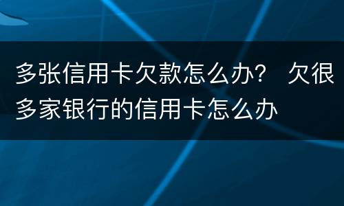 多张信用卡欠款怎么办？ 欠很多家银行的信用卡怎么办