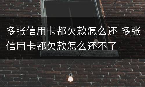 多张信用卡都欠款怎么还 多张信用卡都欠款怎么还不了