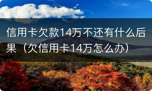 信用卡欠款14万不还有什么后果（欠信用卡14万怎么办）